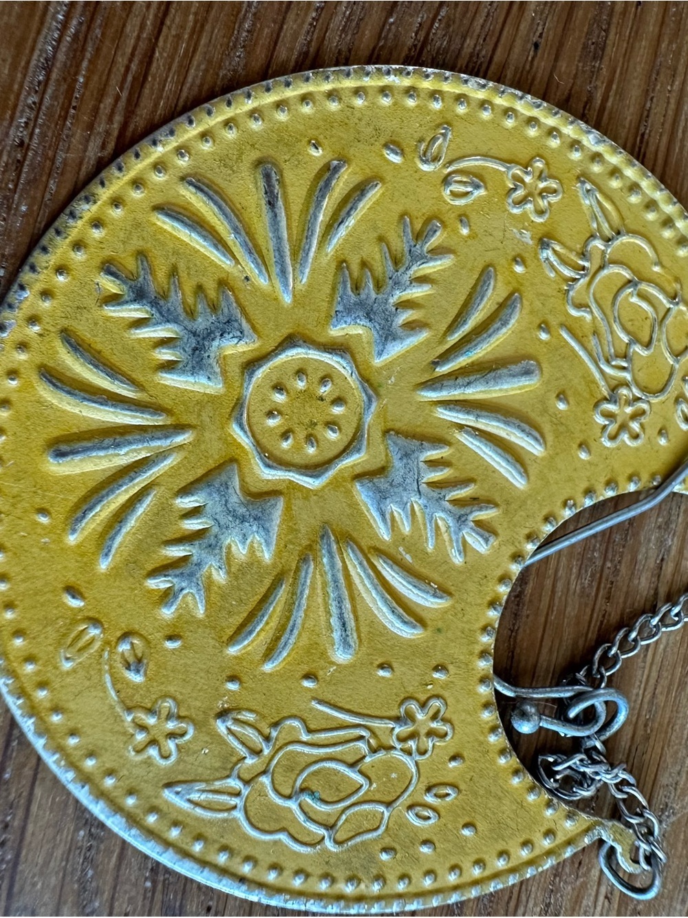 Handcrafted Yellow Floral Crescent Earrings